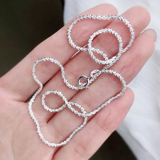 Lihong  Authentic S925 Sterling Silver Necklace 2mm Sparkling Collarbone, Sweater Chain, High Charm Jewelry Gift Women