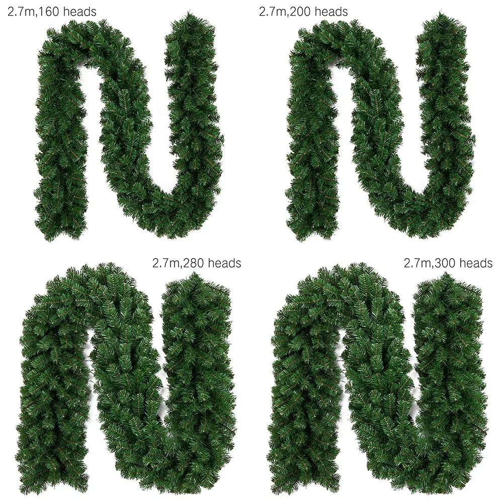 2.7M Artificial Rattan Wreath Decor Pine Tree Christmas Decoration For Kids Home Navidad Xmas Pine Tree Rattan Hanging Ornament