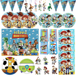 Buzz Lightyear Toy Story Birthday Party Decorations Disney Woody Theme Tableware Kit Balloons Backdrop Happy Supplies For Kids