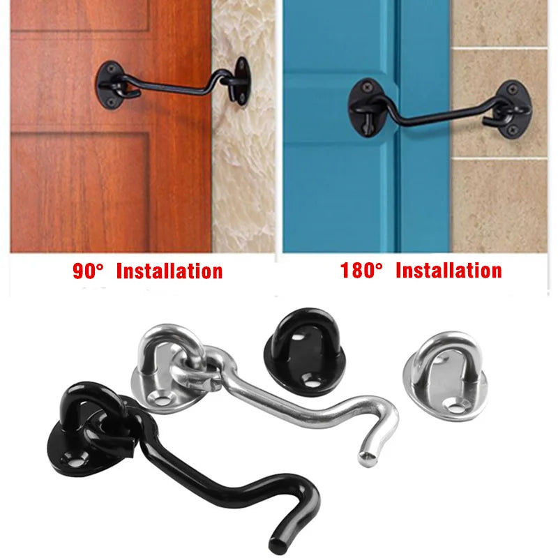 Multi-Sizes Solid Vintage Door and Window Hook Latch Stainless Steel Cabinet Doors or Windows Buckle Household Simple Wind Hooks