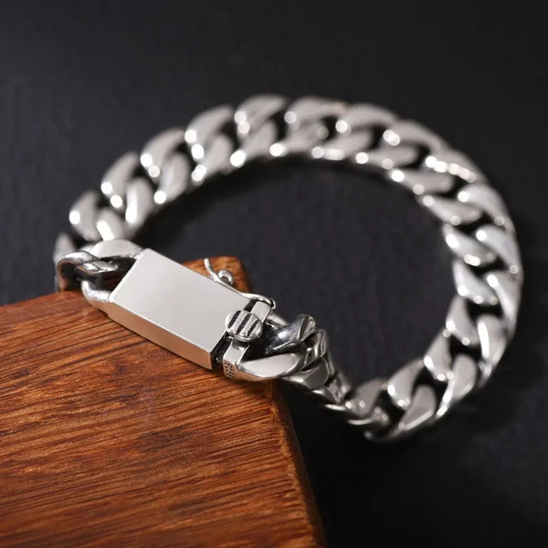 Factory Price 100% S925 Sterling Silver Bracelet 8MM Punk S925 Silver Jewelry Never Fade Men Jewelry Gifts