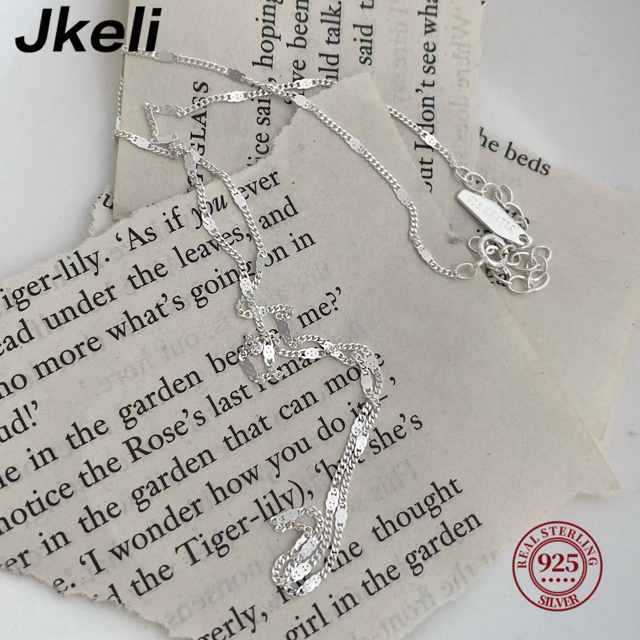 Jkeli Real 925 Sterling Silver Shiny Sequin Chains Necklaces for Women Light Luxury Fine Jewelry Minimalist Trendy Accessories