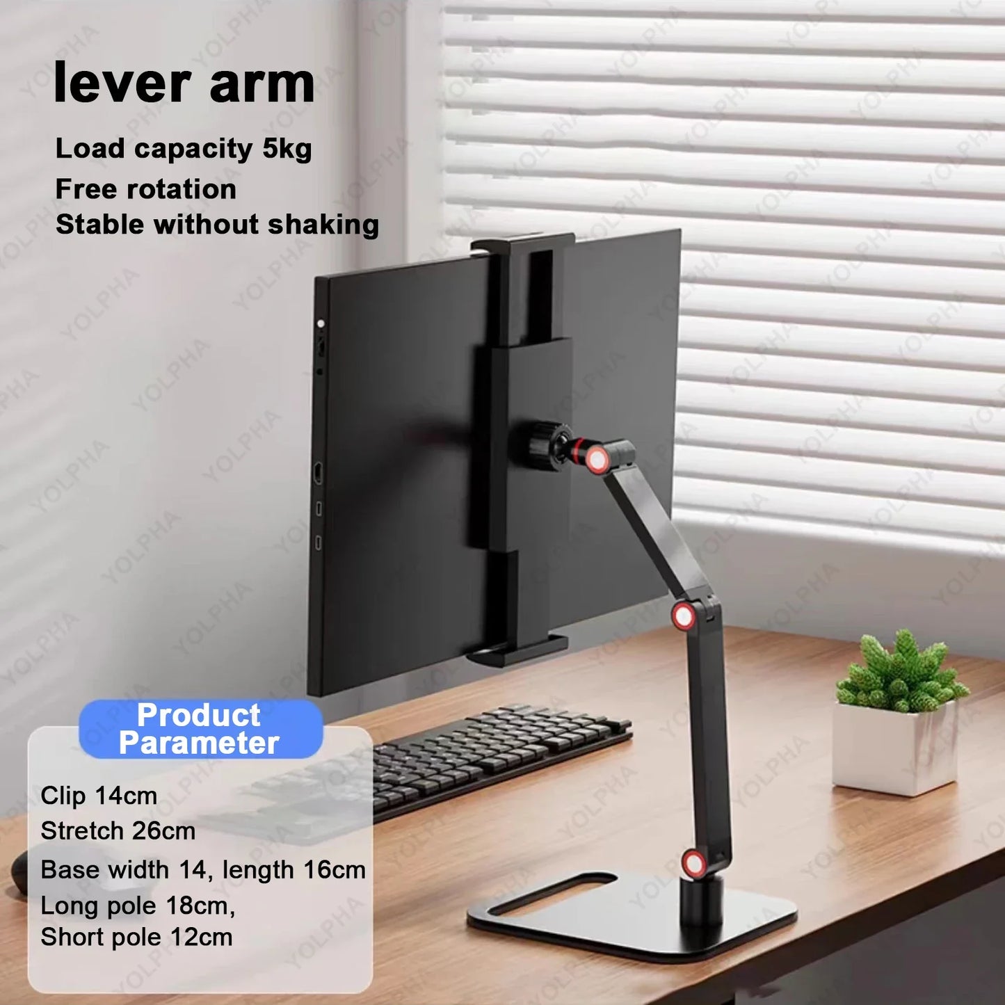 Tablet Stand Holder for ipad Height Adjustable Kindle Stand 360°Rotation Monitor Stand for Desk, Tablets, Smartphone Square Base