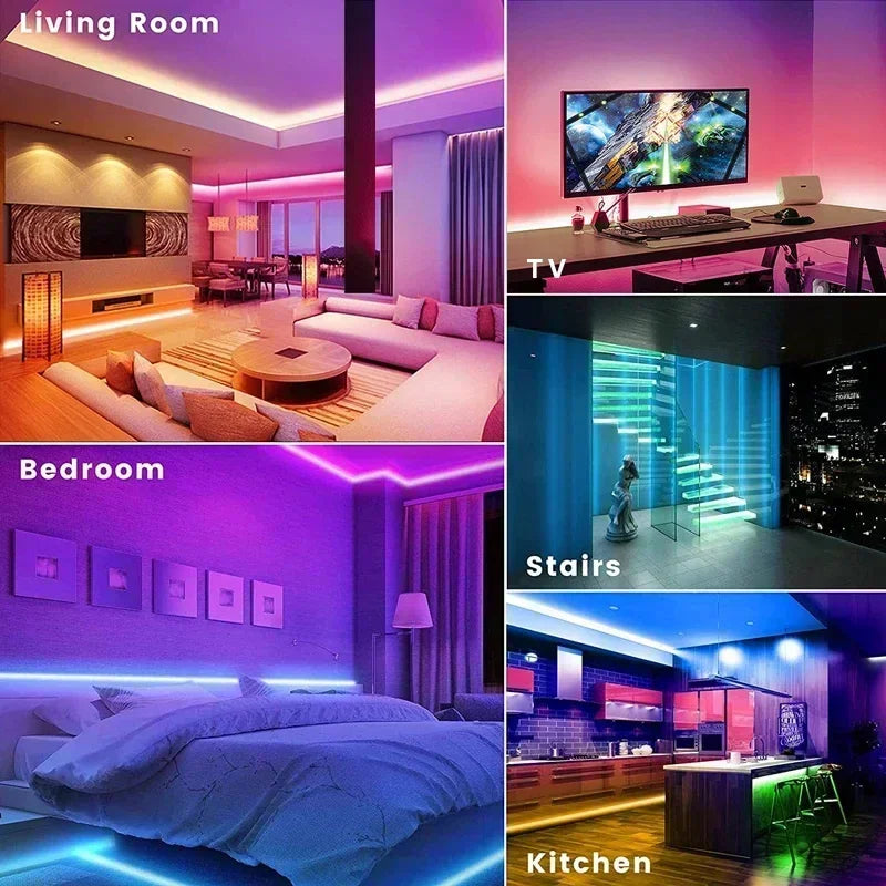 LED Strip Lights 5050 RGB LED Lights Waterproof Flexible Lamp Tape Ribbon Luces Smart Led Lighting Room Decoration EU Plug