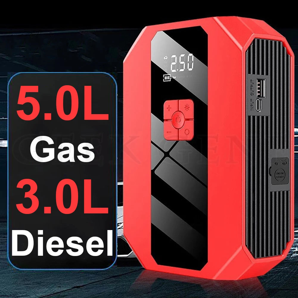 New 1200A 26800mAh Car Jump Starter 4 In 1 Pump Air Compressor Starting Device Power Bank 12V Digital Tire Inflator 150PSI