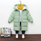 Children's hooded cotton jacket, medium length windproof jacket, warm, cold proof, solid color, winter, new fashionable down jac