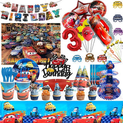 Disney Pixar Cars Birthday Party Decoration Cartoon Lightning Mcqueen Theme Disposable Tableware Balloons Supplies Baby Shower