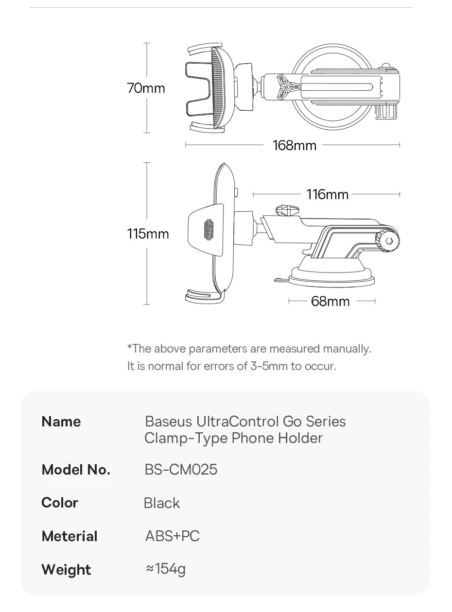 Baseus Car Phone Holder Sucker for Dashboard Windshield Vent Mobile Car Holder Clamp For iPhone Pro Max X Xiaomi Huawei Samsung