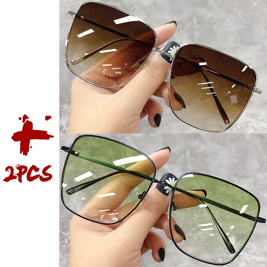 Sunglasses Women Luxury Square Men Drive Travel Brand Design Gradient Vintage Sun Glasses Female Unisex Retro Oculos New 2024