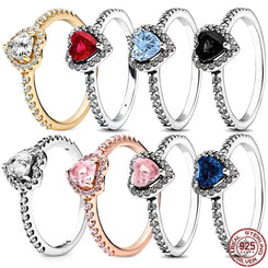 New Heart shaped Ring 925 Sterling silver Shiny Various Colors Ring Classic Luxury Charm Exquisite Jewelry Surprise Gift