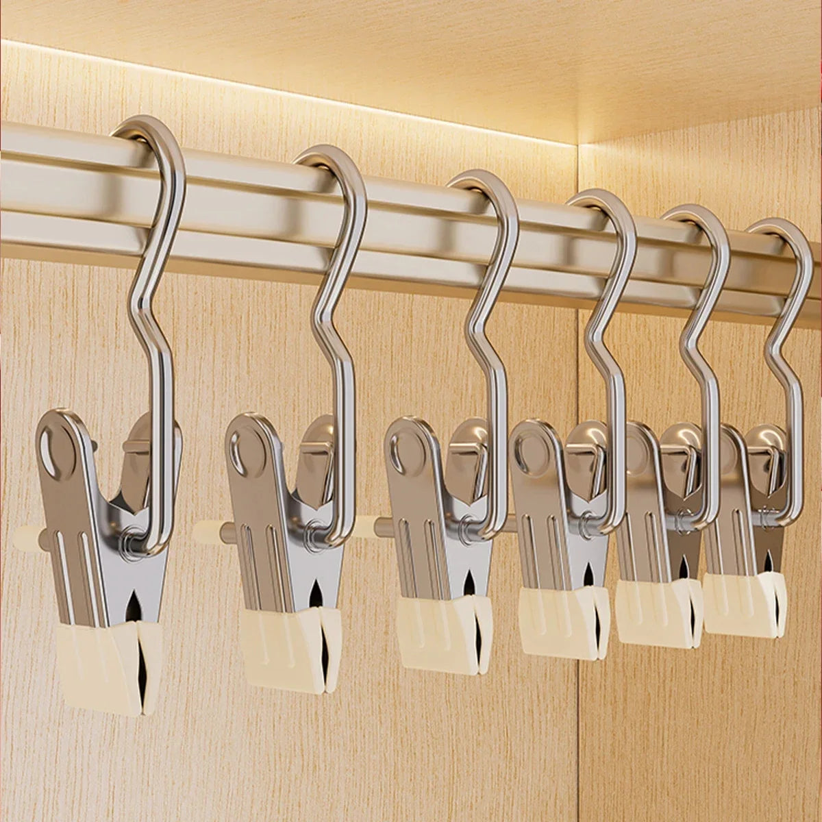 10pcs Pants Hanger Closet Clothes Organizer No Trace Clothespins Clothes Pegs With Hooks Clothes Hangers Clip