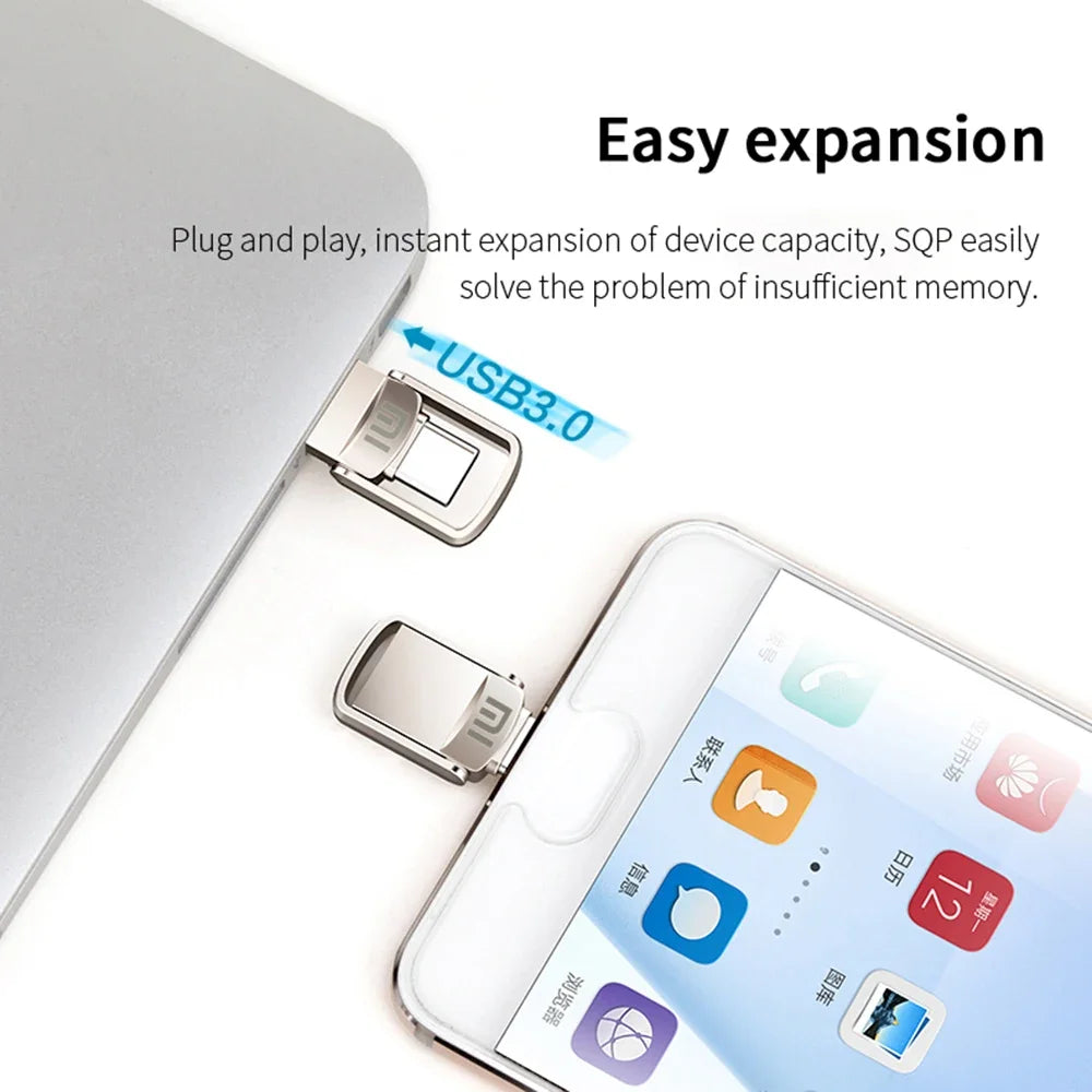 Xiaomi Ultra Dual Drive USB Type-C Flash Drive 2TB USB3.1 Pendrive 1TB 512G 256 128G Metal OTG Memory Stick Android Tablet Phone