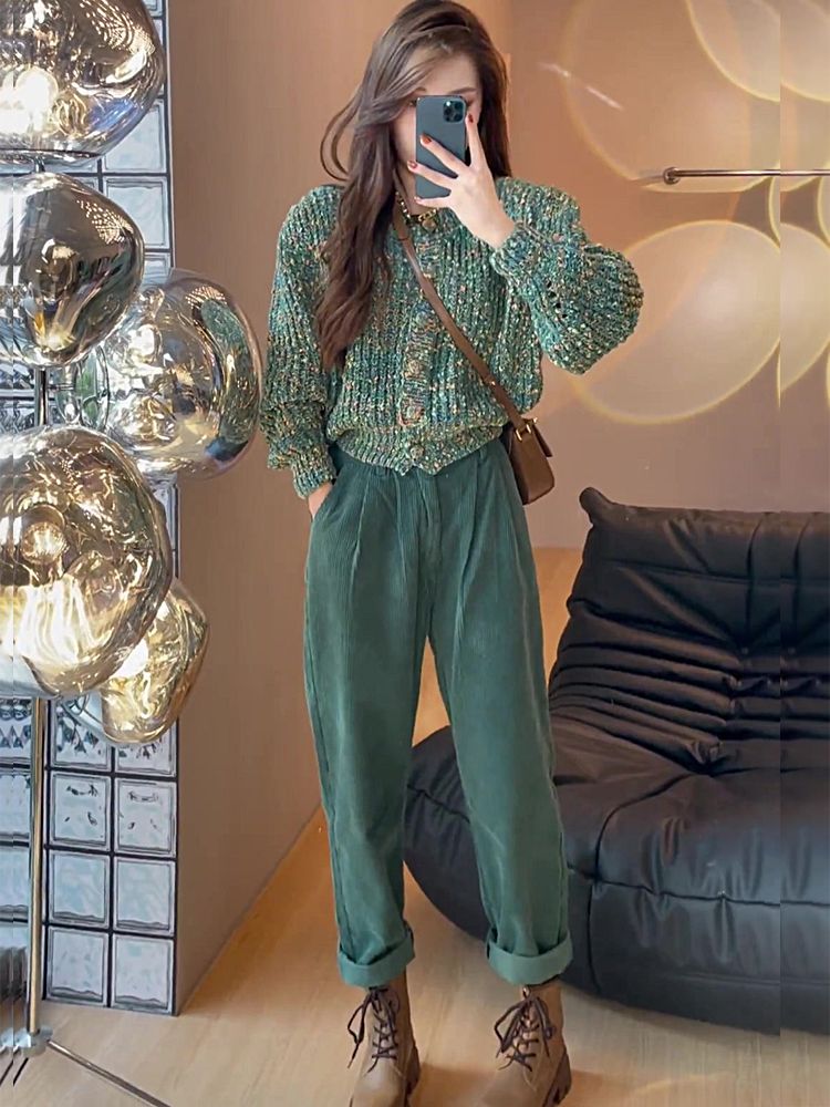 Sweet Style High-end Outfit 2023 Autumn and Winter New Women's Slim Fit Sweater High Waisted Pants Two-piece Set