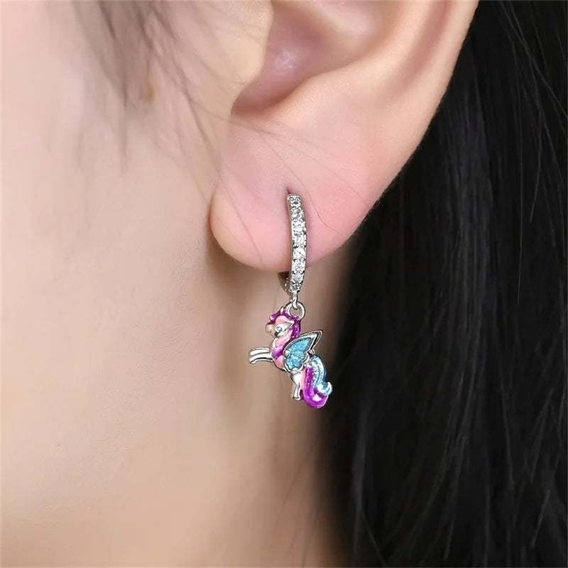 Bulbusbow Luminous Shell Women Earrings Original 925 Sterling Silver Pave CZ Star Moon Hoop Earrings Engagement Wedding Jewelry