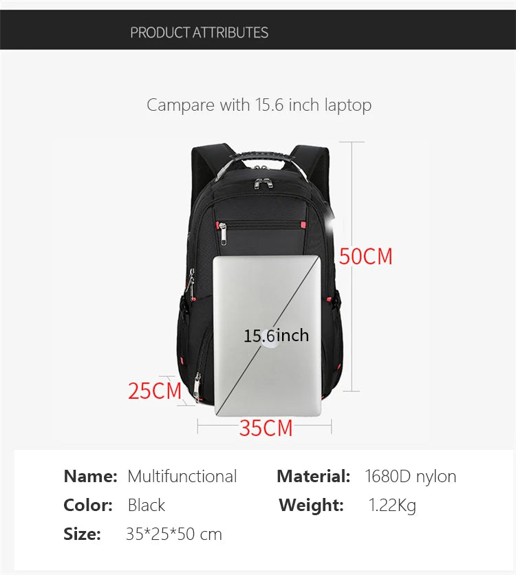 Swiss-Multifunctional bags Durable 17 Inch Laptop Backpack, Travel Bag,College Bookbag,USB Charging Port,Water Resistant