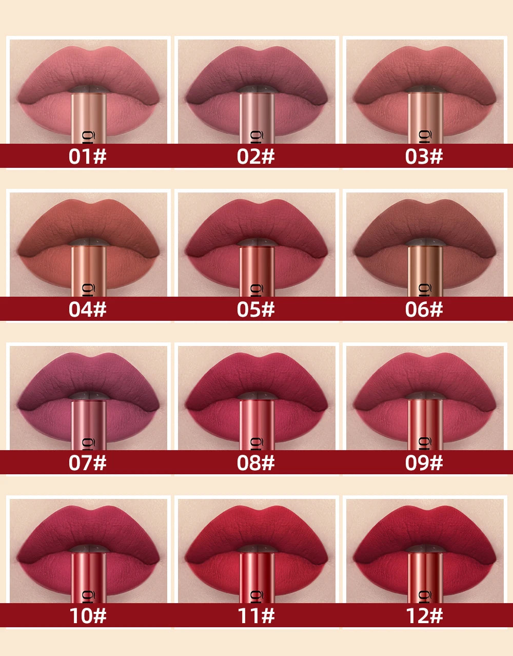 QIBEST Matte Liquid Lipstick Waterproof Long Lasting Velvet Mate Nude Red Lip Gloss Lint Tube Makeup Cosmetic Lipsticks Lipgloss