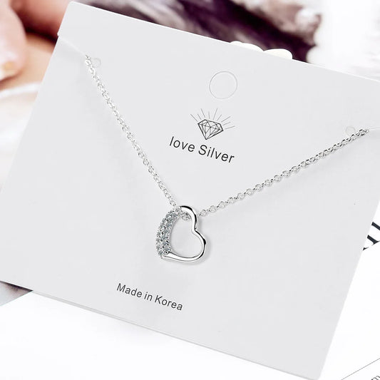 Fashion 925 Sterling Silver Female Zircon Heart Necklaces For Women Party Luxury Designer Jewelry Gift Female GaaBou Jewellery