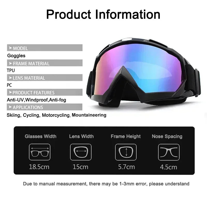 Skiing Goggles Anti-Fog Skiing Eyewear Winter Snowboard Cycling Motorcycle Windproof Sunglasses Outdoor Sports Tactical Goggles