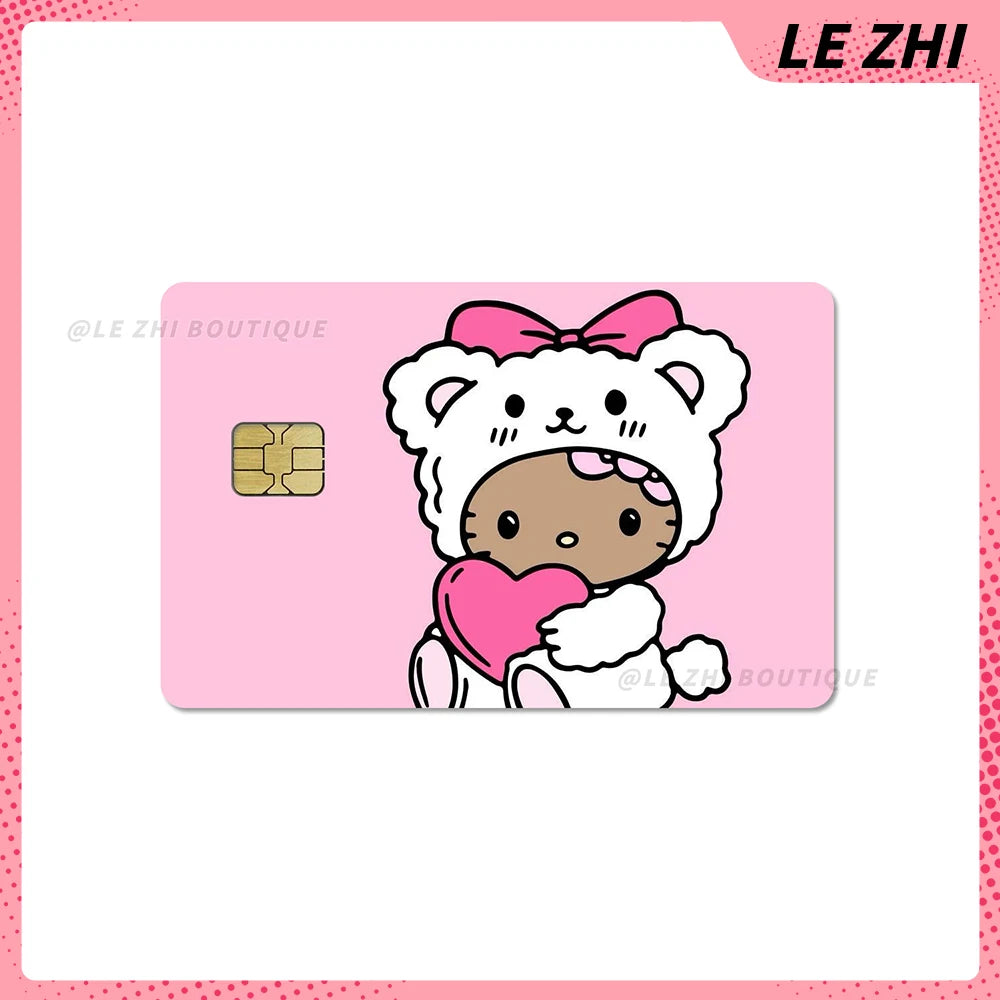 Hawaiian Black Skin Hello Kitty Diy Credit Debit Card Sticker Party Sticker Decoration Waterproof Small Chip Card Skin Sticker