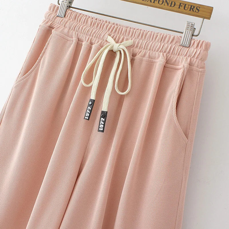 Summer New Wide Leg Shorts Women Plus Size Elastic High Waist Drawstring Loose Thin Casual A-line Hot Pants