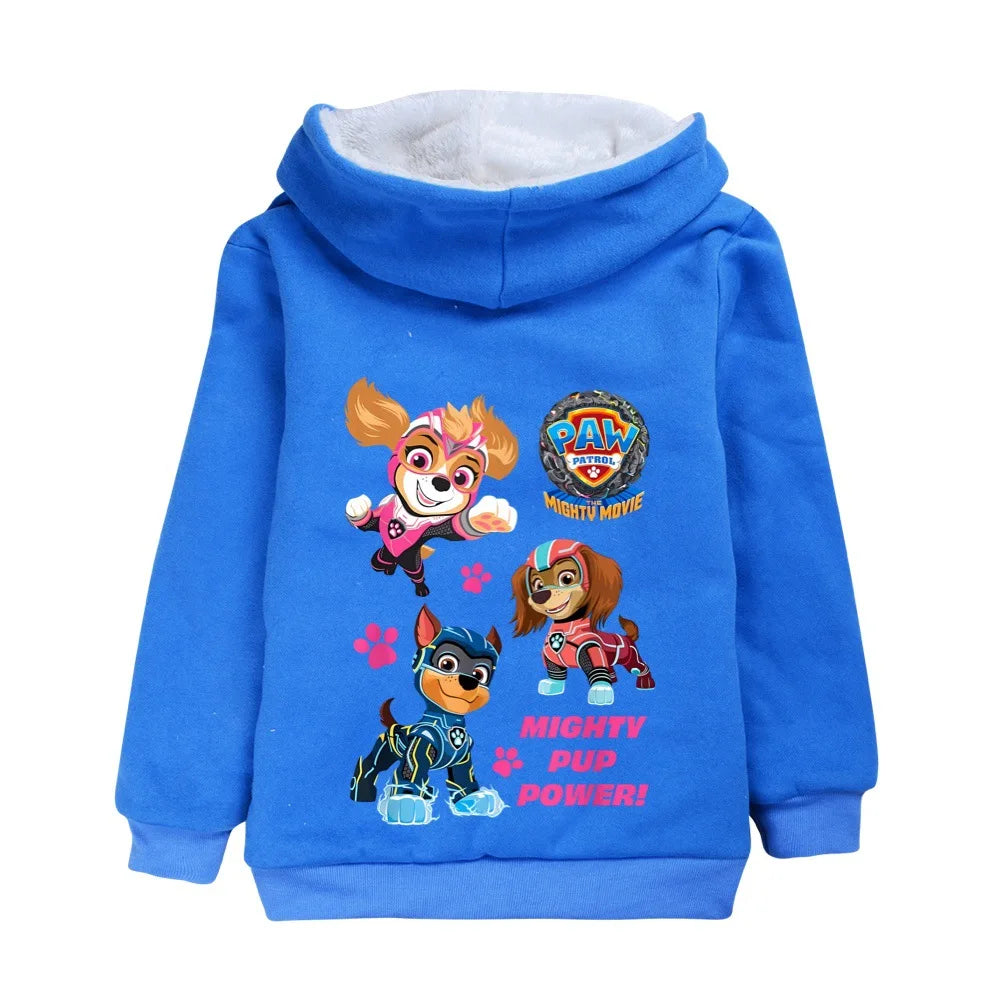 Paw Patrol 加厚衣服儿童秋季连帽运动衫婴儿女孩拉链夹克幼儿男孩长袖外套