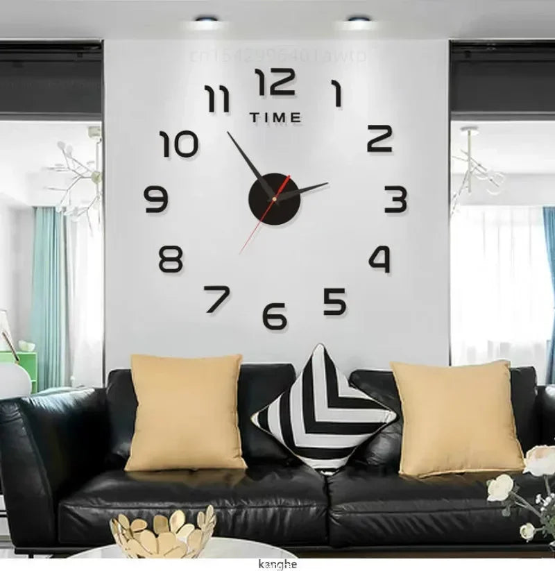 Modern Design Large Wall Clock 2D DIY Quartz Clock Fashion Watch Acrylic Mirror Stickers Living Room Home Decoration Decor