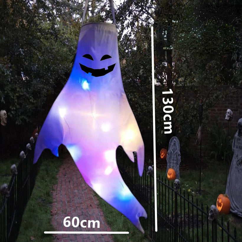 Halloween LED Large Outdoor Lights Hanging Ghost Lights Halloween Party Decoration Glow Ghost Lights Horror Props Bar Home Decor