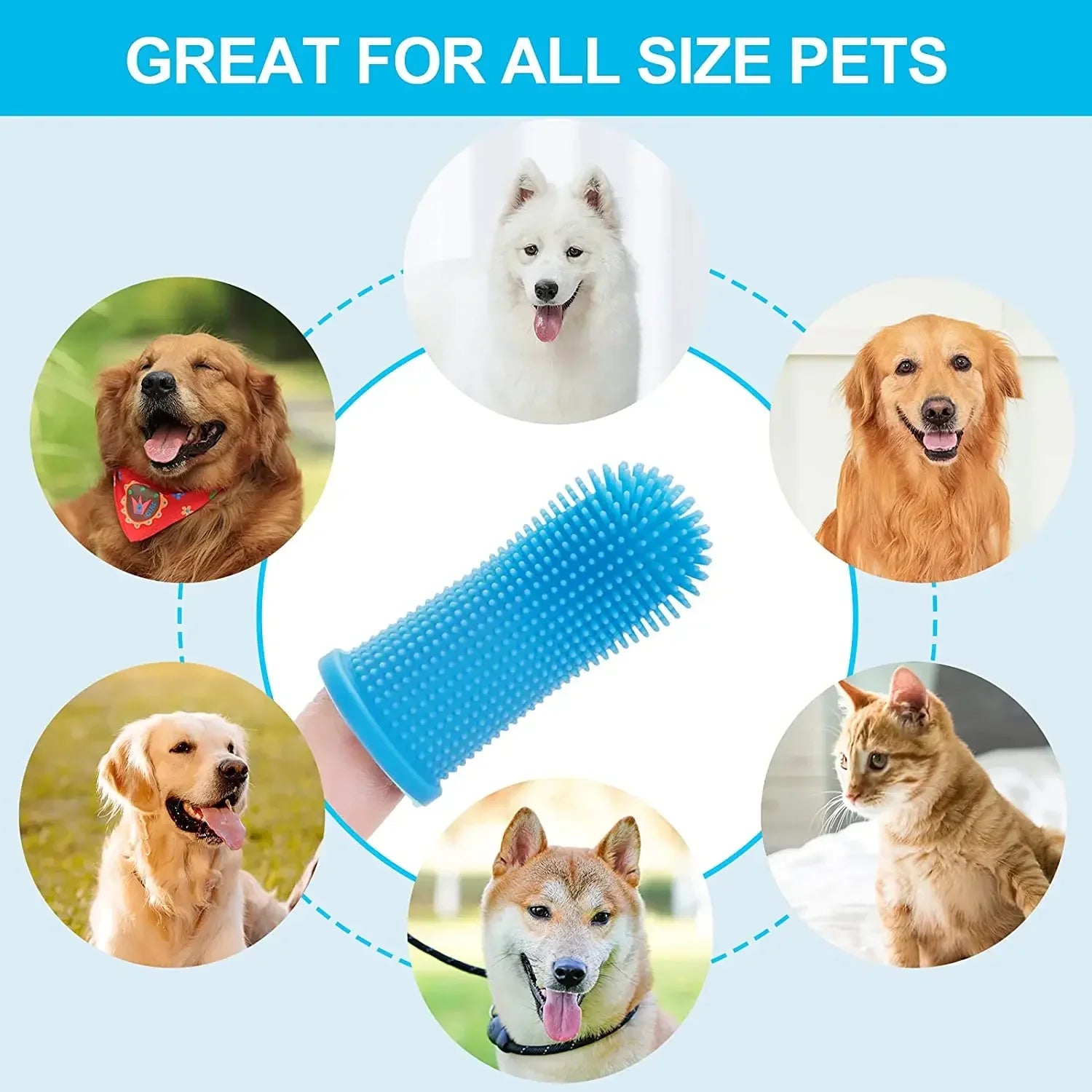 1PC Dog Super Soft Pet Finger Toothbrush Teeth Cleaning Bad Breath Care Nontoxic Silicone Tooth Brush Tool Dog Cat Supplies