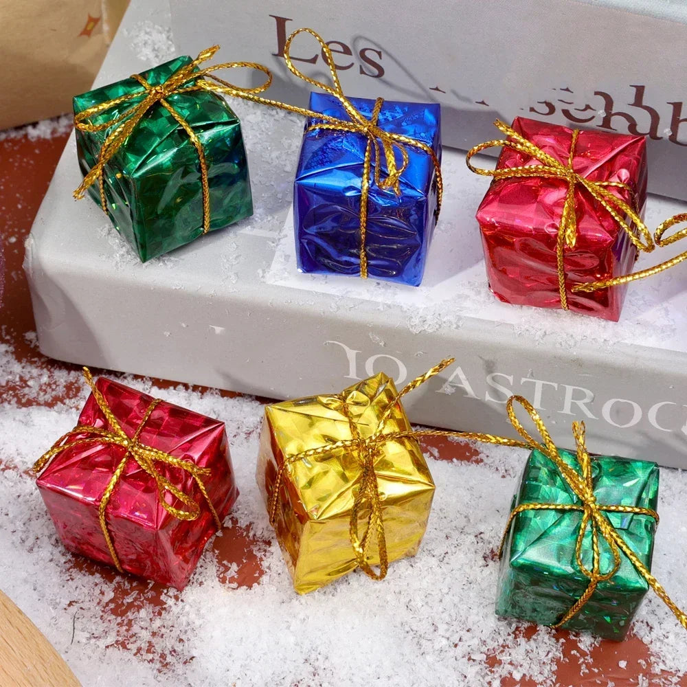 Wholesale Foam Gift Boxes Xmas Tree Hanging Mini Present Pendants Christmas Gifts Navidad New Year Party Decorations Supplies