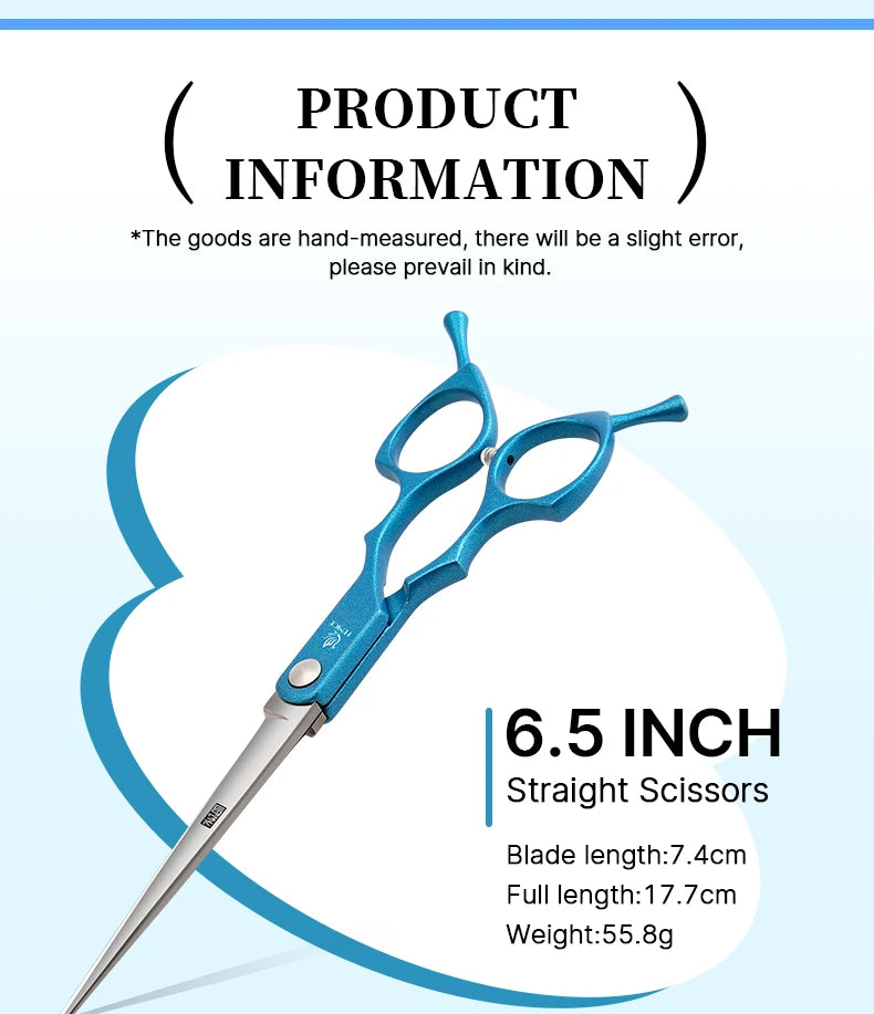 Fenice 6.5 inch Professional Pet Grooming Cutting Curved Thinning Chunker Scissors Shears Set Kit for Groomer Household Use