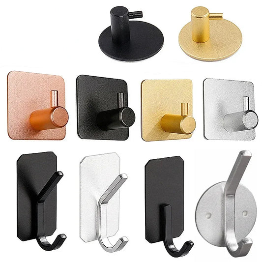 Adhesive Wall Hooks Mounted Door Key Cloth Coat Bathroom Robe Hanger Kitchen Hardware Rack Shelf Bag Hook Organizer For Hanging