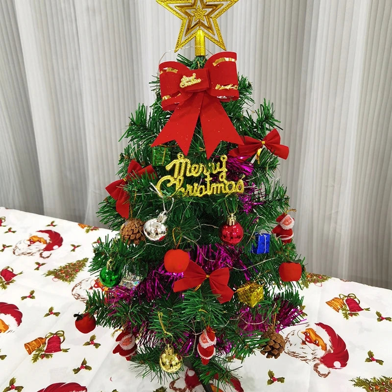 45cm Table-Top Christmas Tree,Artificial Mini Christmas Pine with Decorations Pendants,Parent-Child Interactive DIY Assembly Toy