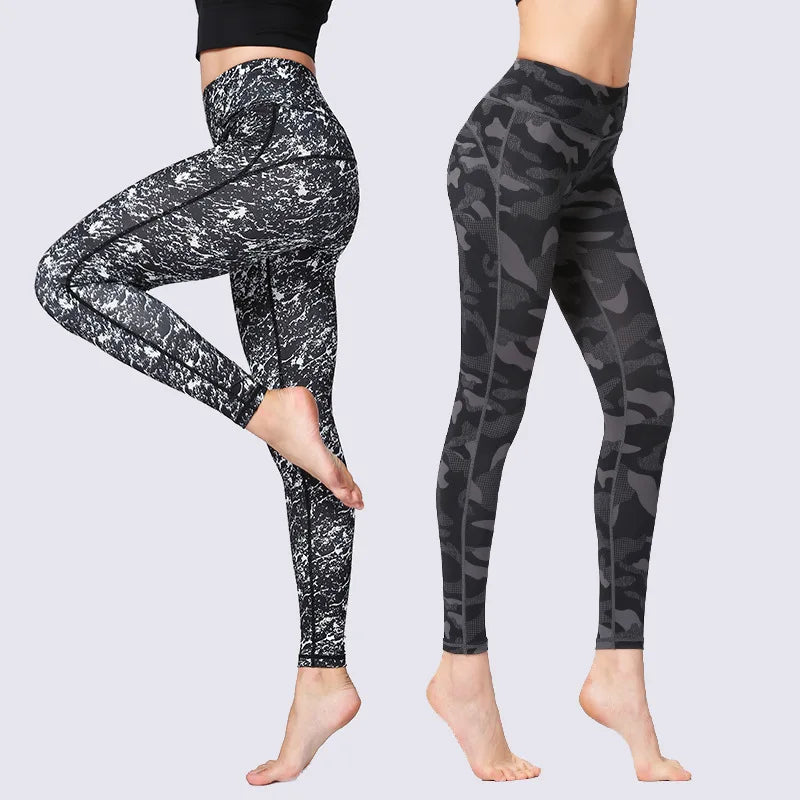 Explosive Yoga Pants Women High Waisted Tight Hip Lifting Sports Fitness Pants Camouflage Print Yoga Clothing