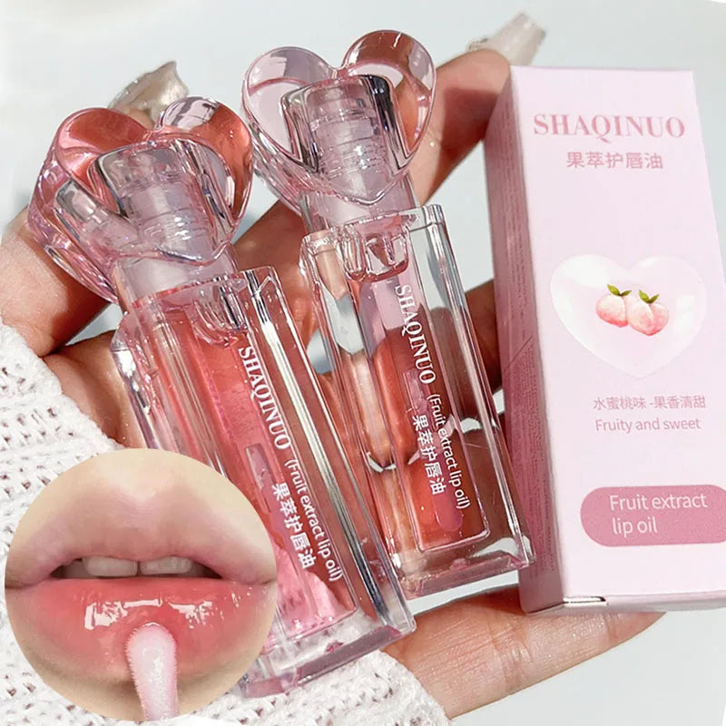 Transparent Jelly Lip Oil Plumping Mirror Lip Gloss Moisturizing Lasting Water Light Peach Lipstick Women Lips Makeup Cosmetics