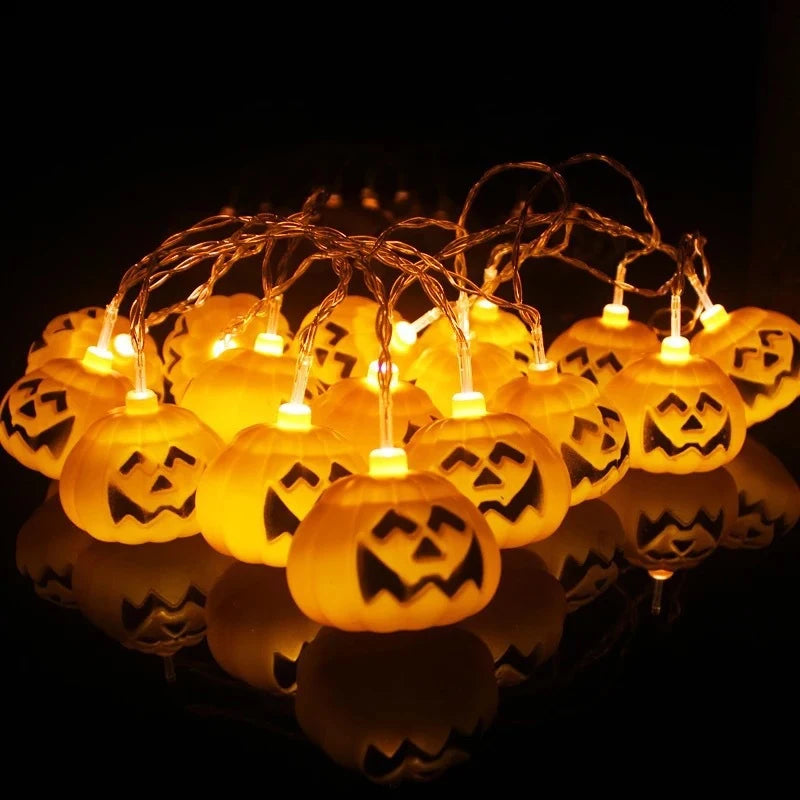 1.5M 10LED Halloween LED Light String Pumpkin Spider Bat Lamp Horror Ghost Festival Home Garden Halloween Party Decoration