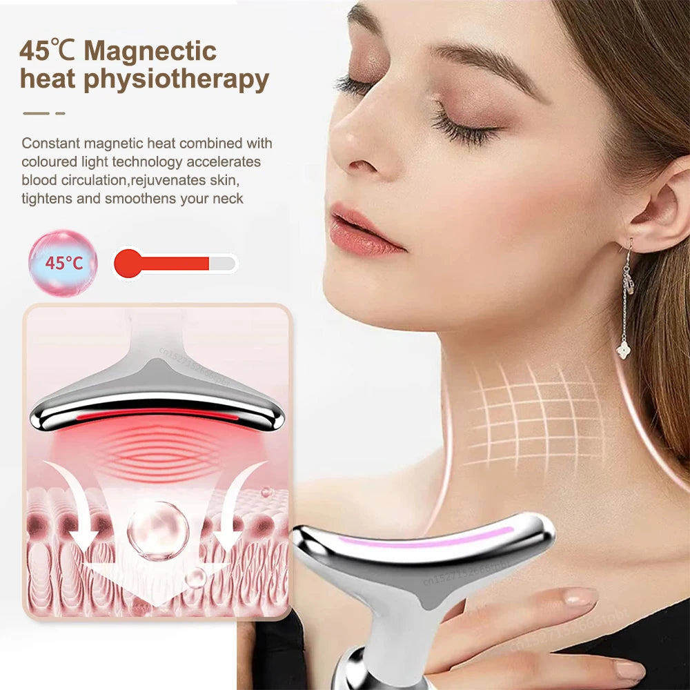 Neck Face Lifting Massager EMS Skin Tighten Device 3 Color Light LED Photon Therapy Neck Wrinkle Remover ES-1081 Beauty Tools