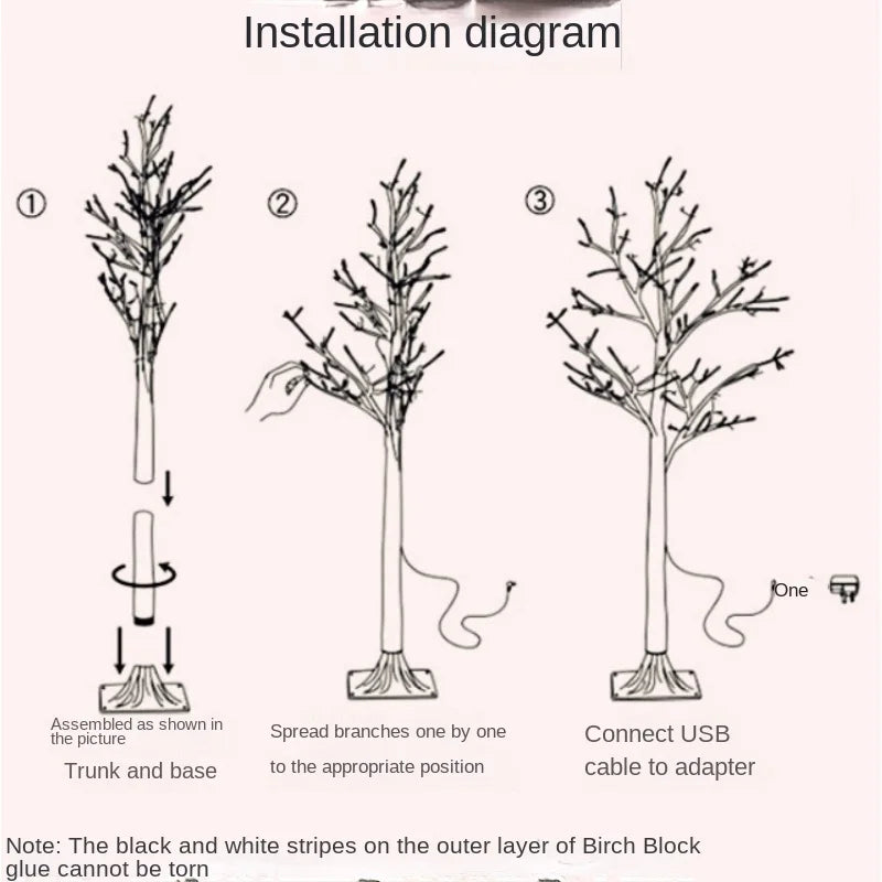 Christmas Decoration LED Birch Tree Bedroom Light for Landscape Luminous Decoration New Year DIY Decor Christmas Tree Party Gift