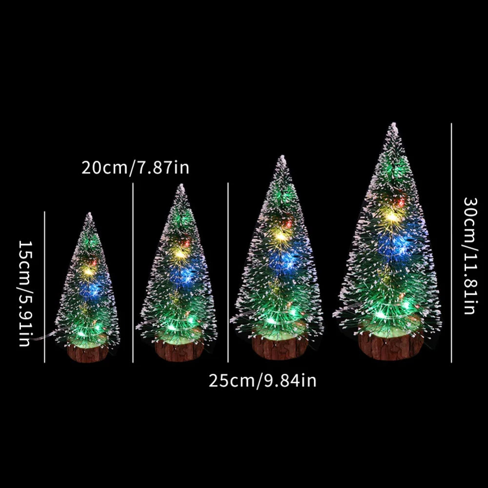 Christmas Green Cedar LED Lights Pine Needle Tree Christmas Decorations Desktop Ornament Gift Mini Christmas Tree Decorations