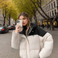 YJKDYK 2024 Winter Women's Cotton Jacket Female Contrast Hooded Thicken Warm Parkas Coats Top Women Street Fashion Jacket