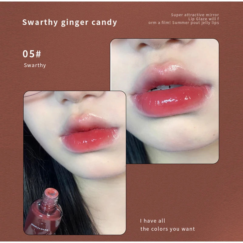 Mirror Lip Gloss Lip Glaze Transparent Glass Lip Oil Korean cosmetics Waterproof Liquid Lipstick Nude Brown Clear Tint Makeup