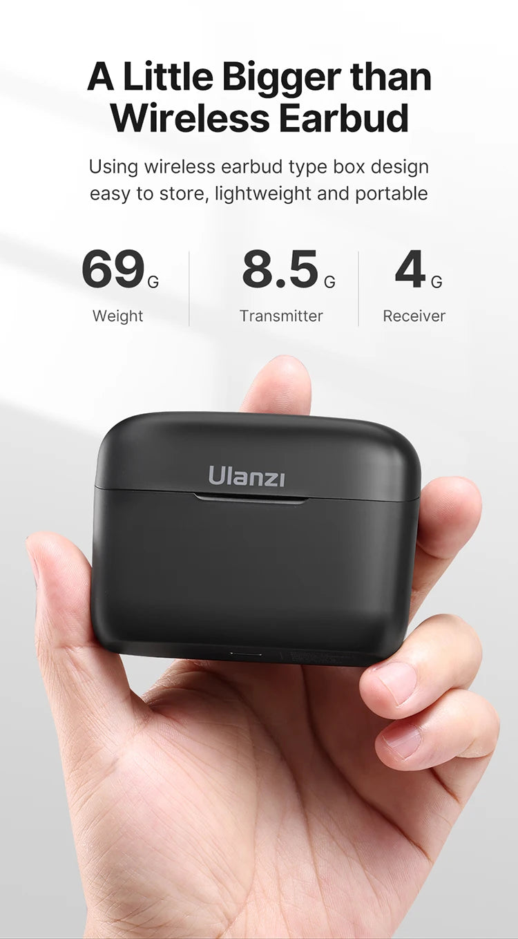 Ulanzi J12 Professional Wireless Lavalier Microphone For iPhone Android PC Live Broadcast Gaming Audio Video Recording Mini Mic