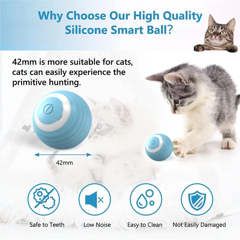 Cat Interactive Ball Training Self-moving Kitten Electric Cat Ball Toys Electronic Automatic Rolling Magic Ball Toys for Cat