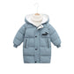 Children's hooded cotton jacket, medium length windproof jacket, warm, cold proof, solid color, winter, new fashionable down jac