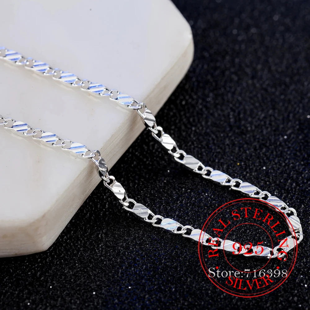 925 Sterling Silver 16/18/20/22/24/26/28/30 Inch 2mm Charm Chain Necklace For Women Man Wedding Party Jewelry collares para muje