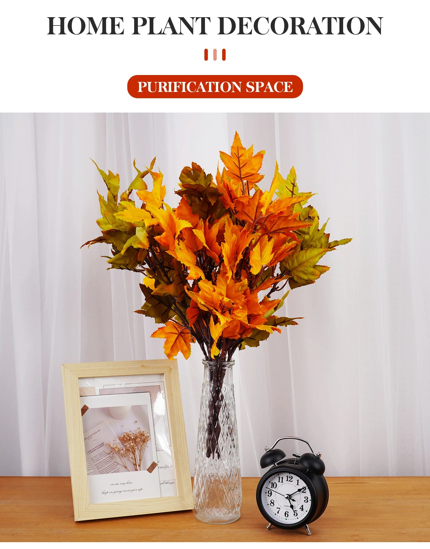 1PC Artificial Autumn Color Maple Leaves Flower Arrangement Mall Home Harvest Festival Thanksgiving Day Garden Decoration