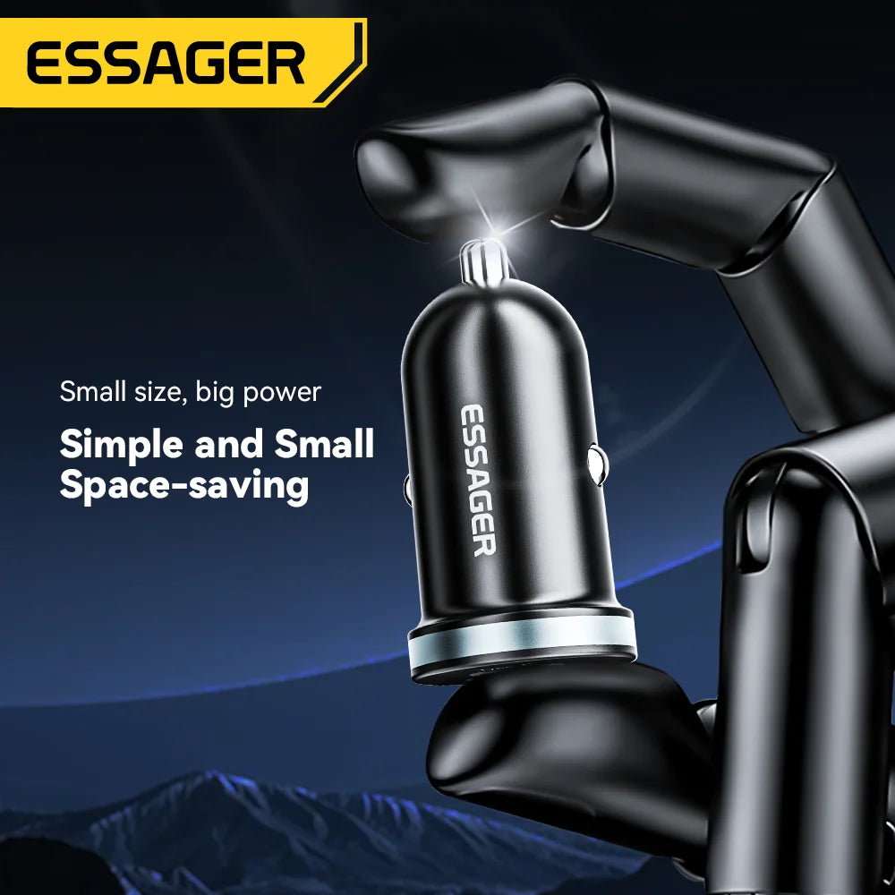 Essager 30W USB C 车载充电器 Type C 快速充电器 PD QC 3.0 SCP 5A 快速充电车载手机充电器适用于 iPhone 小米 三星