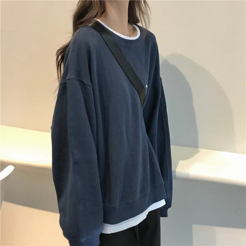 Hoodie Women Letter T-shirt Summer Korean Fashion Thin Chic Long Sleeve Top Women's Sweatshirts Loose Cool Pullover Y2k Clothes