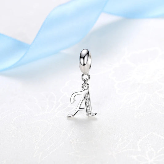 925 Sterling Silver Charm Bead Vintage Alphabet A-Z Letter Pendant Charms Fit Pandora Bracelets Necklaces Women DIY Jewelry