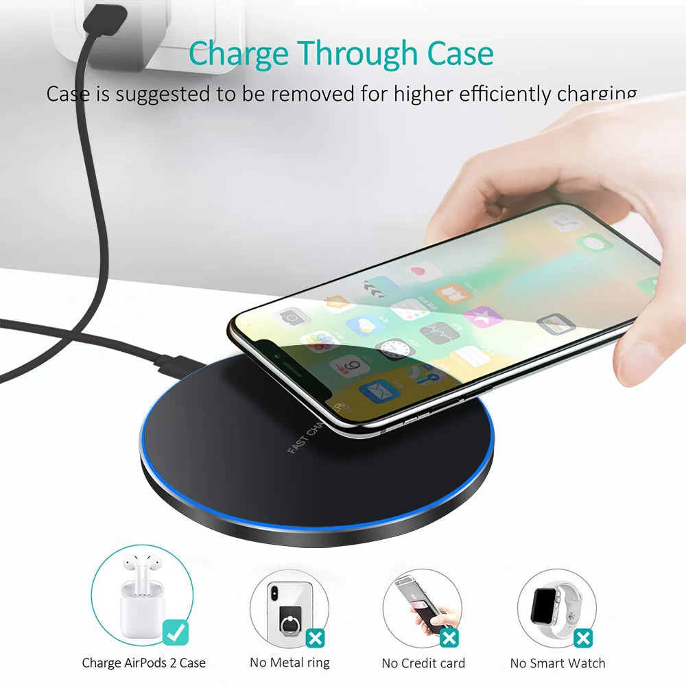 30W Fast Wireless Charger Pad for iPhone 15 14 13 12 Pro Max Samsung Galaxy S22 S21 S20 S10 S9 Xiaomi Wireless Charging Station