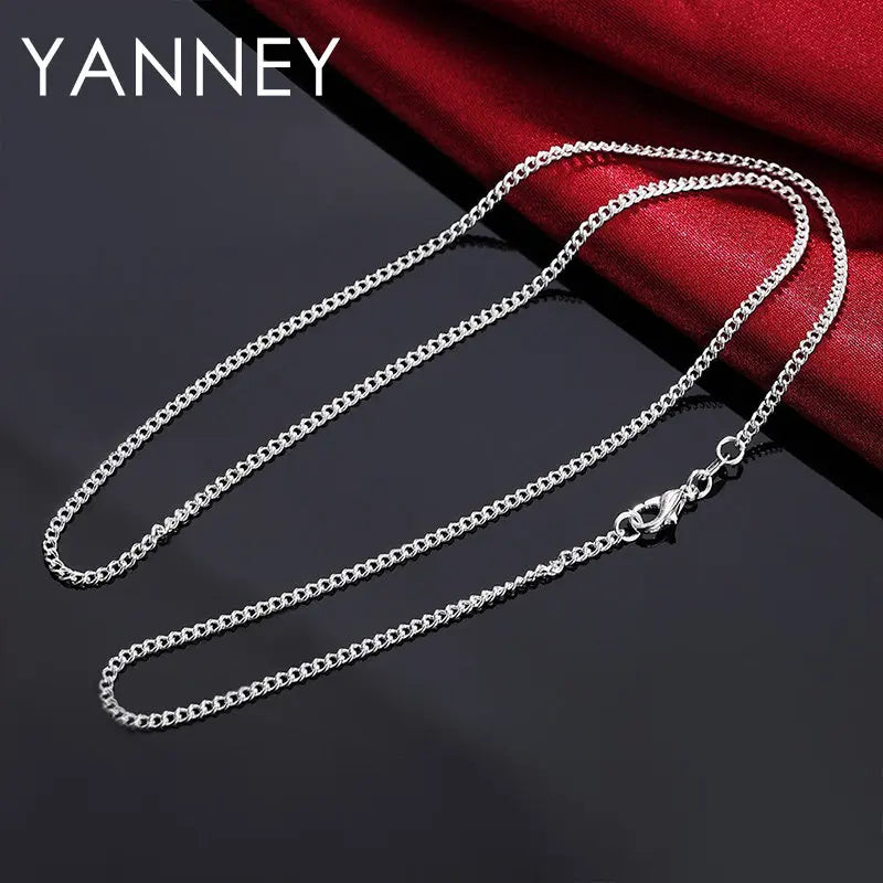 925 sterling silver Necklace For Woman 2MM 16-30 Inches Side Link Chain Necklace Fashion Wedding Gift Charm Jewelry Wholesale